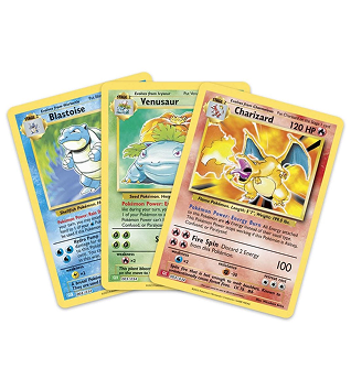 Classic Pokémon cards laid out side by side